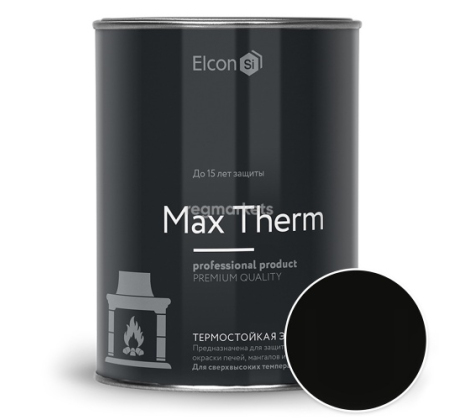 Эмаль термостойкая Elcon черная до 1000С 0,8л. фото 1